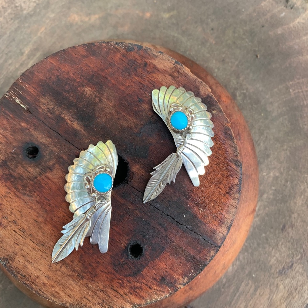 SOLD VINTAGE Randall Tom Navajo Dine’ Earrings - Picture 6 of 10